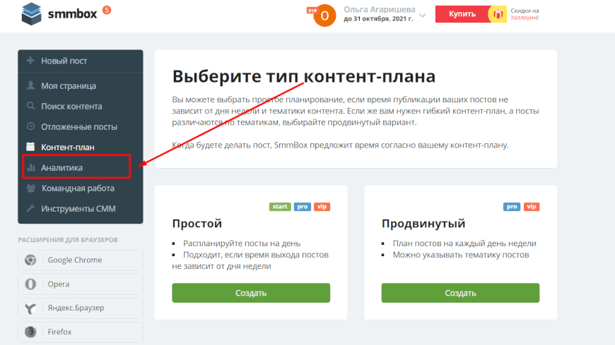 Аналитика в Сммбокс